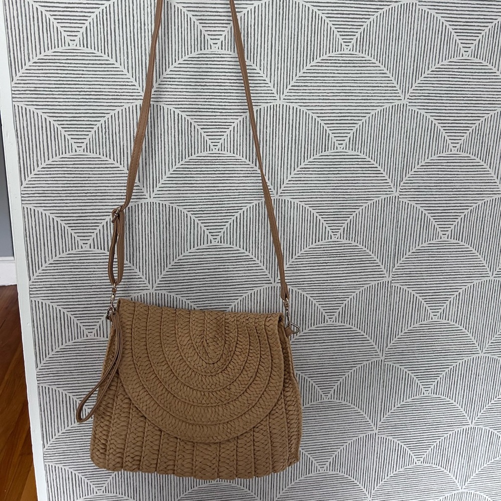 Woven Crossbody Shoulder Bag - Tan